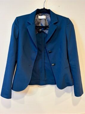 Caractère Blue Structured Blazer Two Button Notch Lapel Women's 2